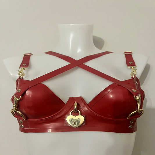 Serendipity Latex | Love Locked Bra in Red | www.serendipitylatex.com