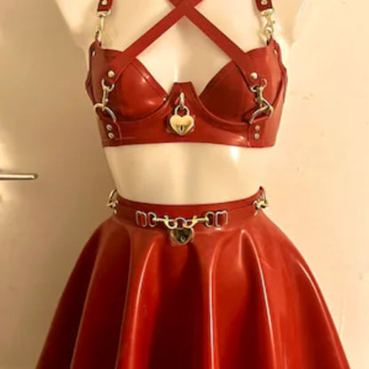 "LOVE LOCKED" Skirt and Bra Set
